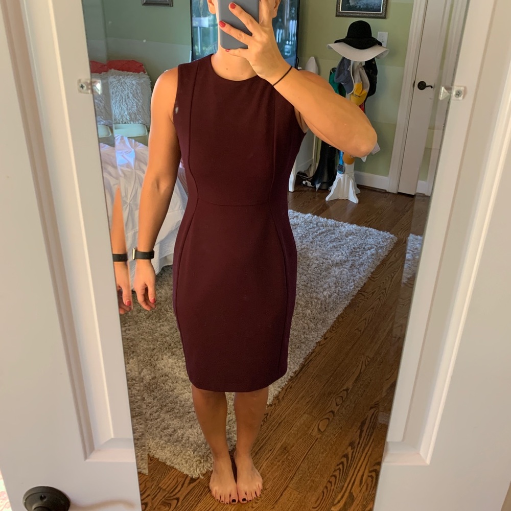 Sleek plum colored work dress